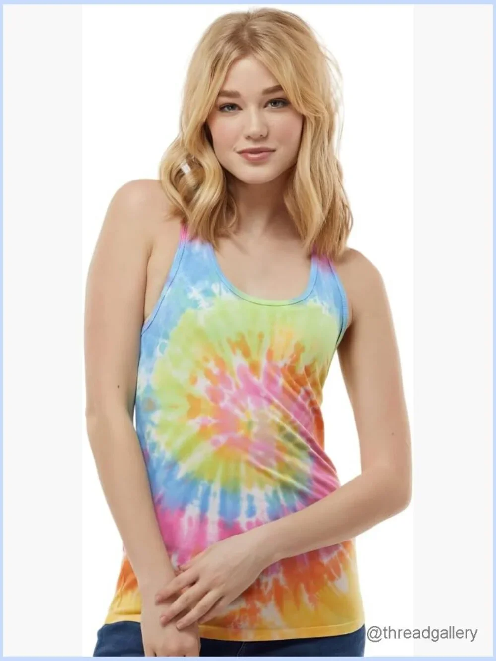 Women's Racerback Tank Top - Tie Dye Sleeveless Scoop Neck Slim Fit